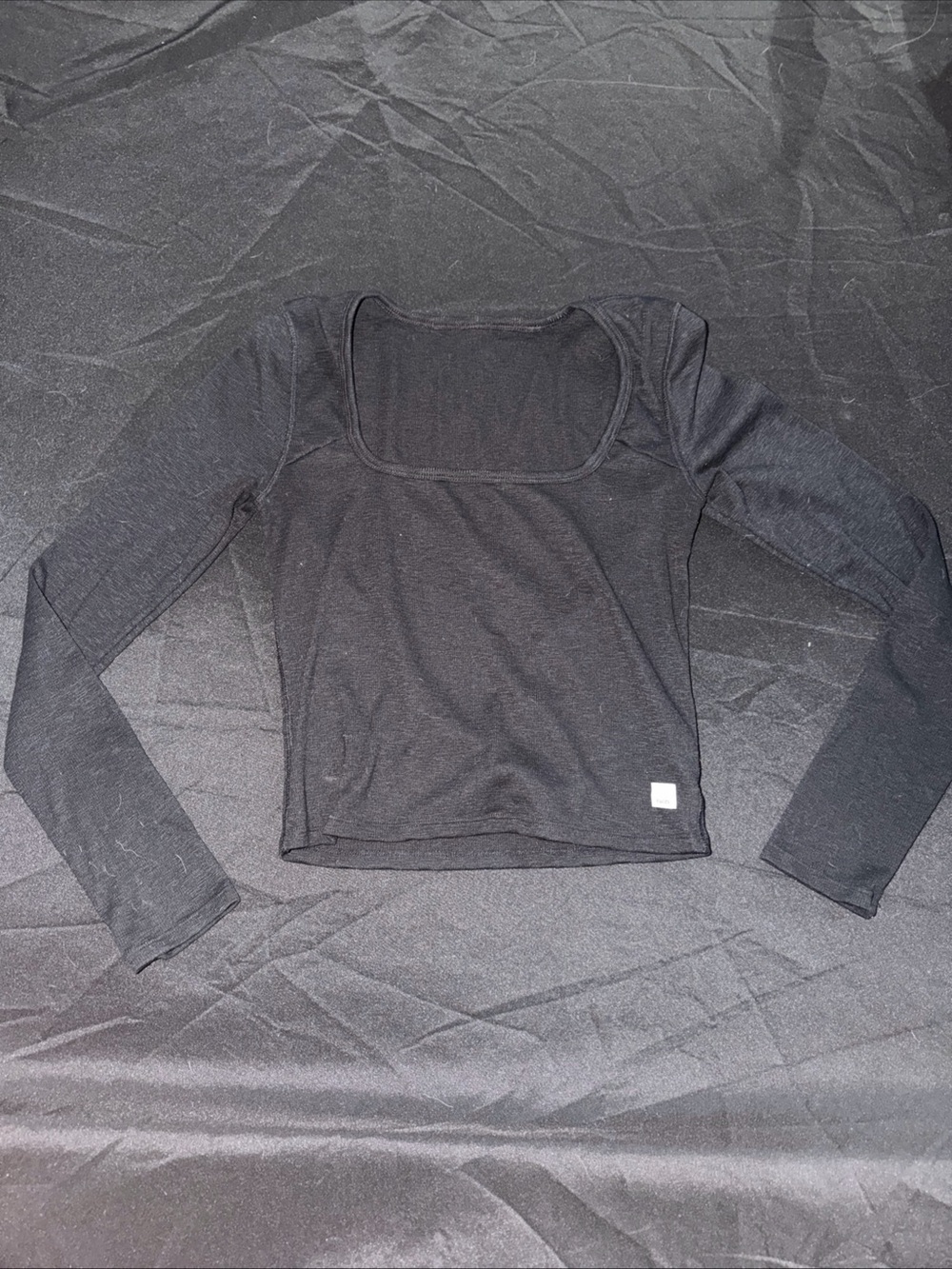 Vuori Black Long Sleeve Square Neck Top
